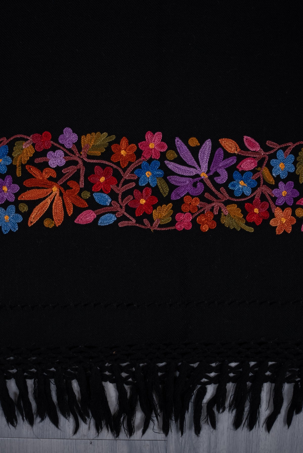 Midnight Festival Bloom Aari Machine Embroidered Shawl