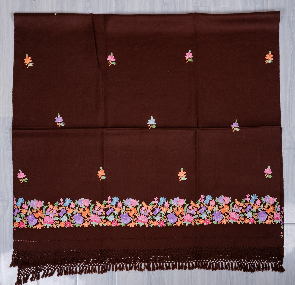 Autumn Meadow Aari Machine Embroidered Shawl