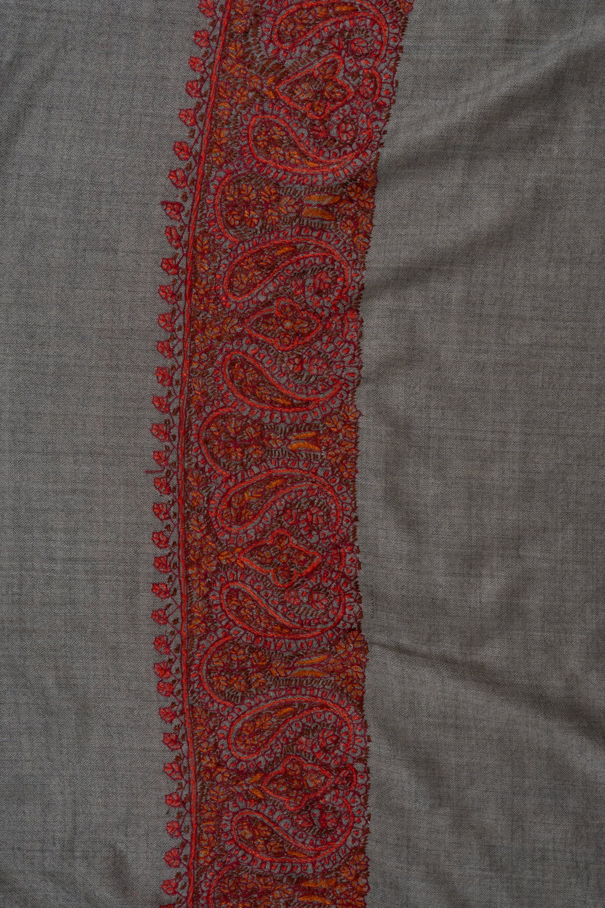 Crimson Dusk Merino wool 2.5 Yards Sozni Hand Embroidered Shawl