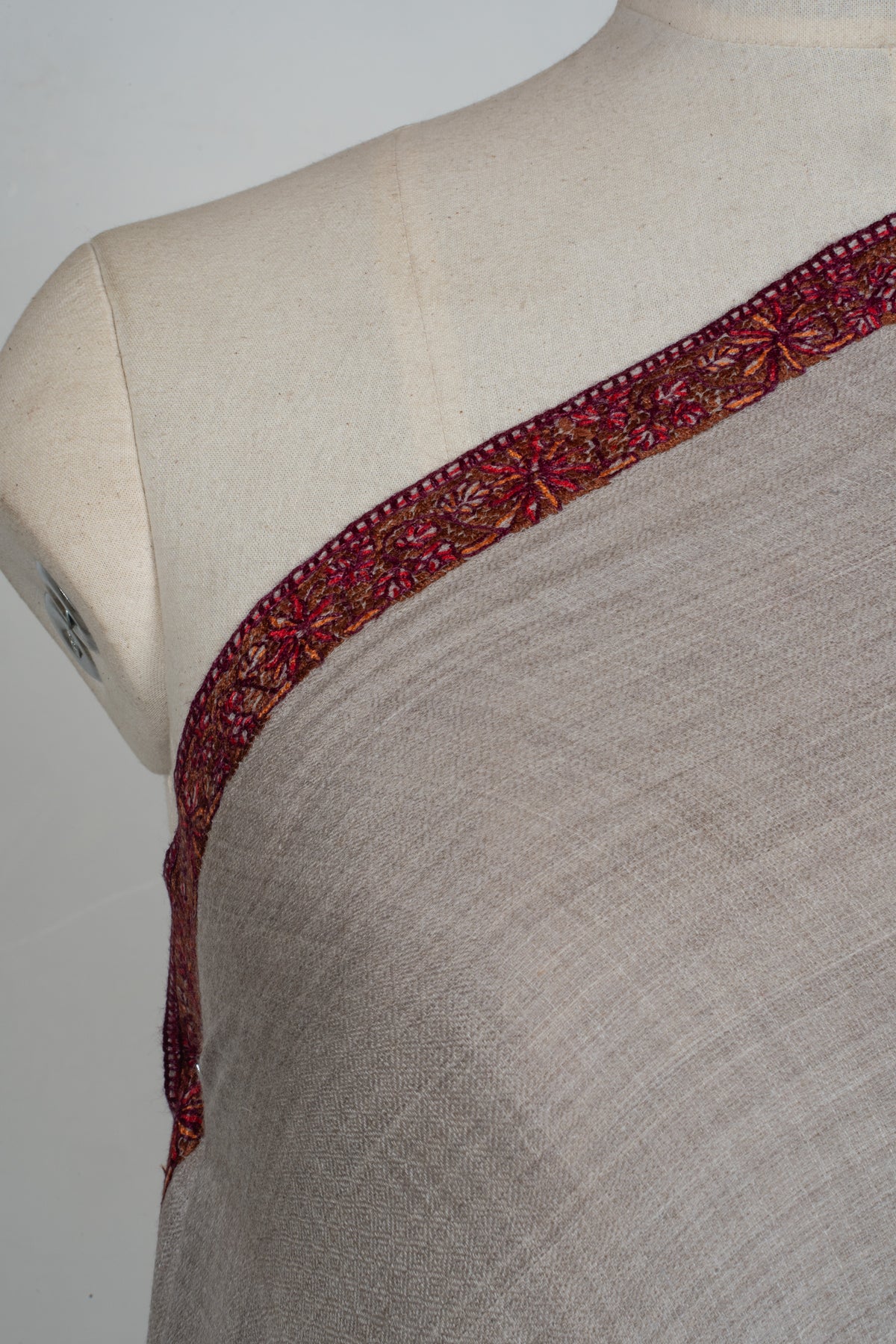 Sand Blush Classic Merino wool 2.5 Yards Sozni Hand Embroidered Shawl