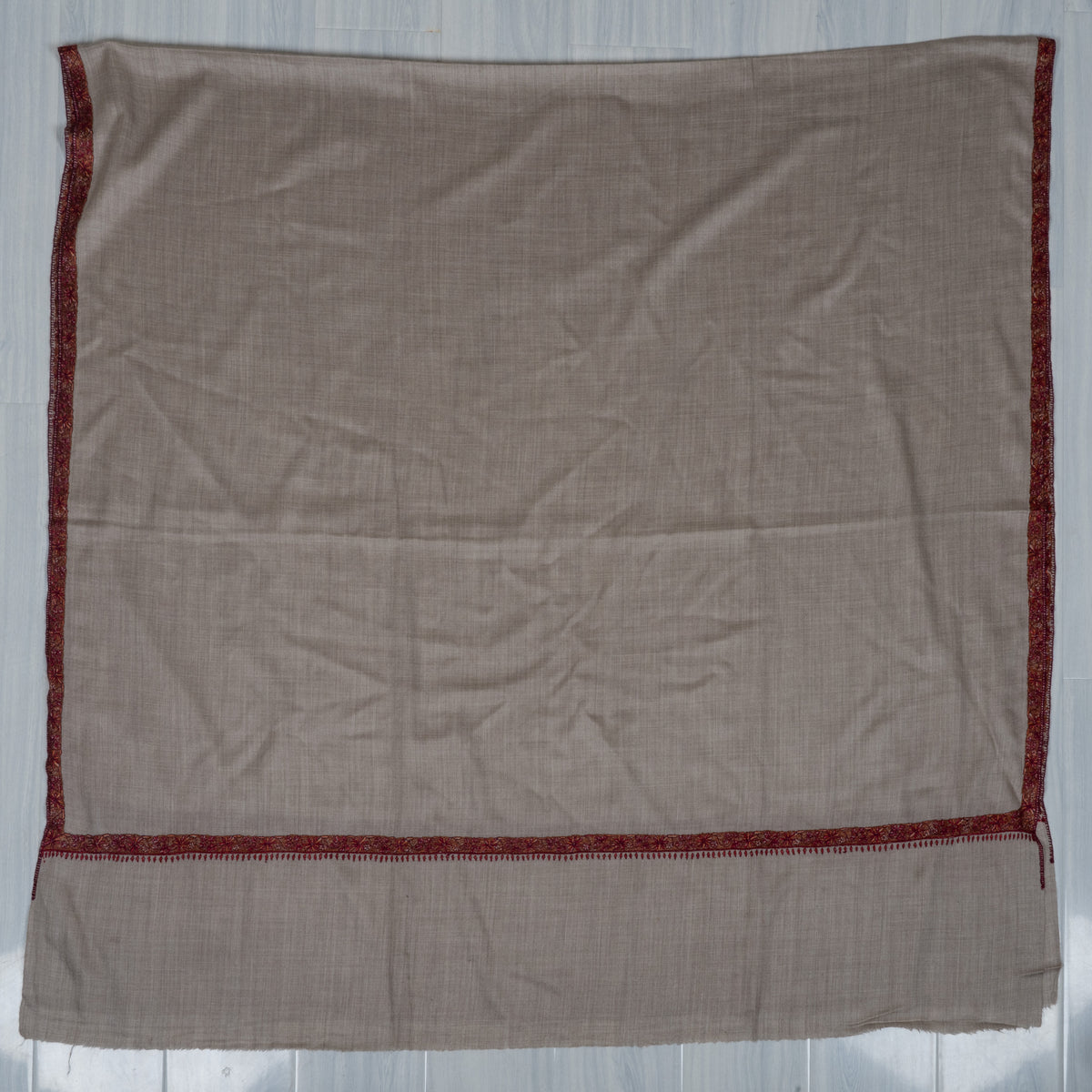 Sand Blush Classic Merino wool 2.5 Yards Sozni Hand Embroidered Shawl