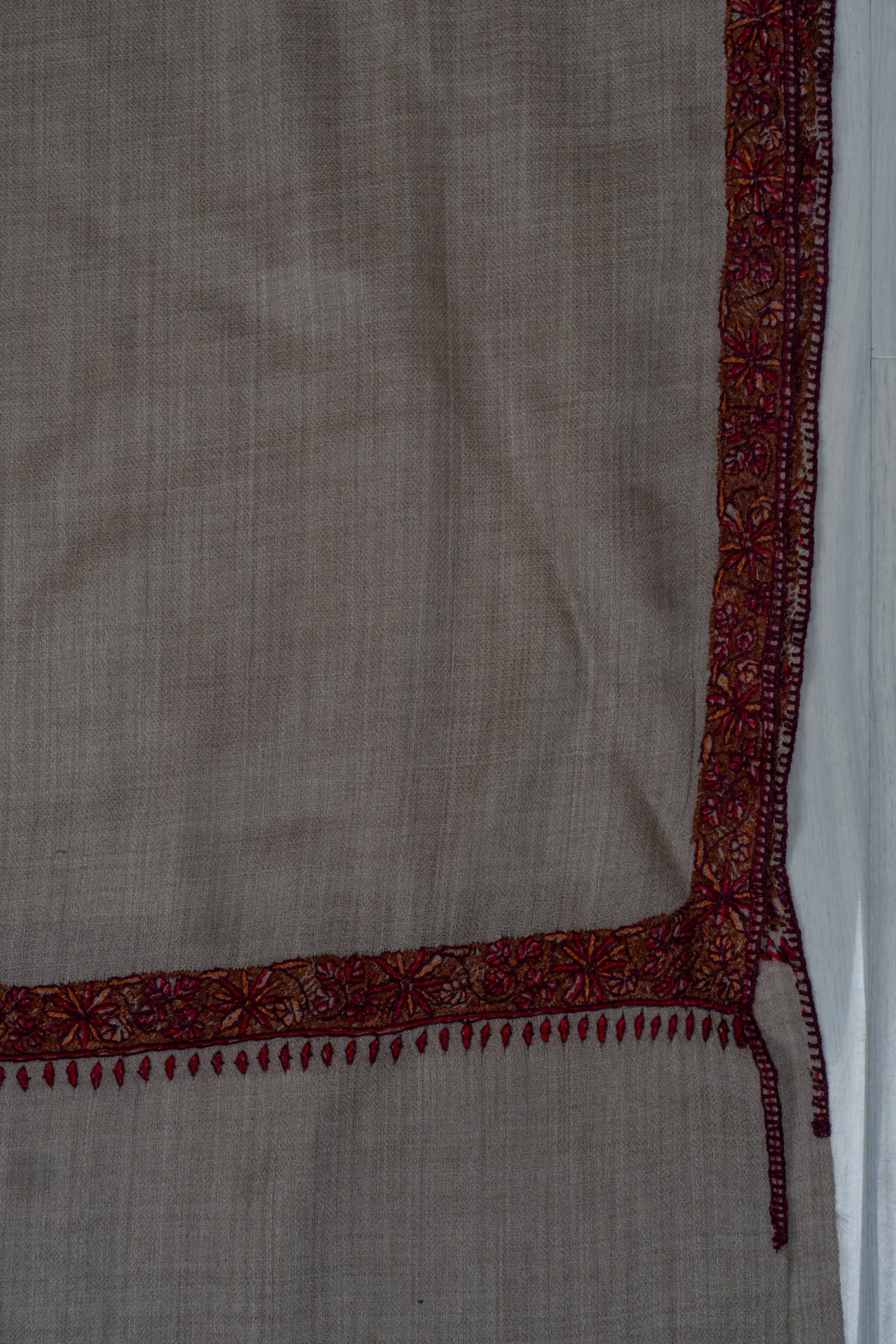 Sand Blush Classic Merino wool 2.5 Yards Sozni Hand Embroidered Shawl