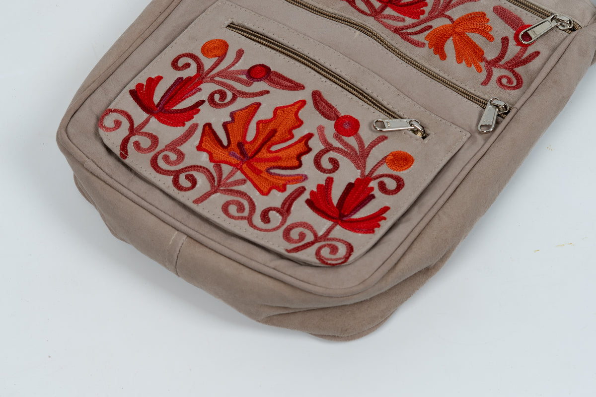 Gul-e-Safaid – Machine Aari Embroidery Crossbody Bag