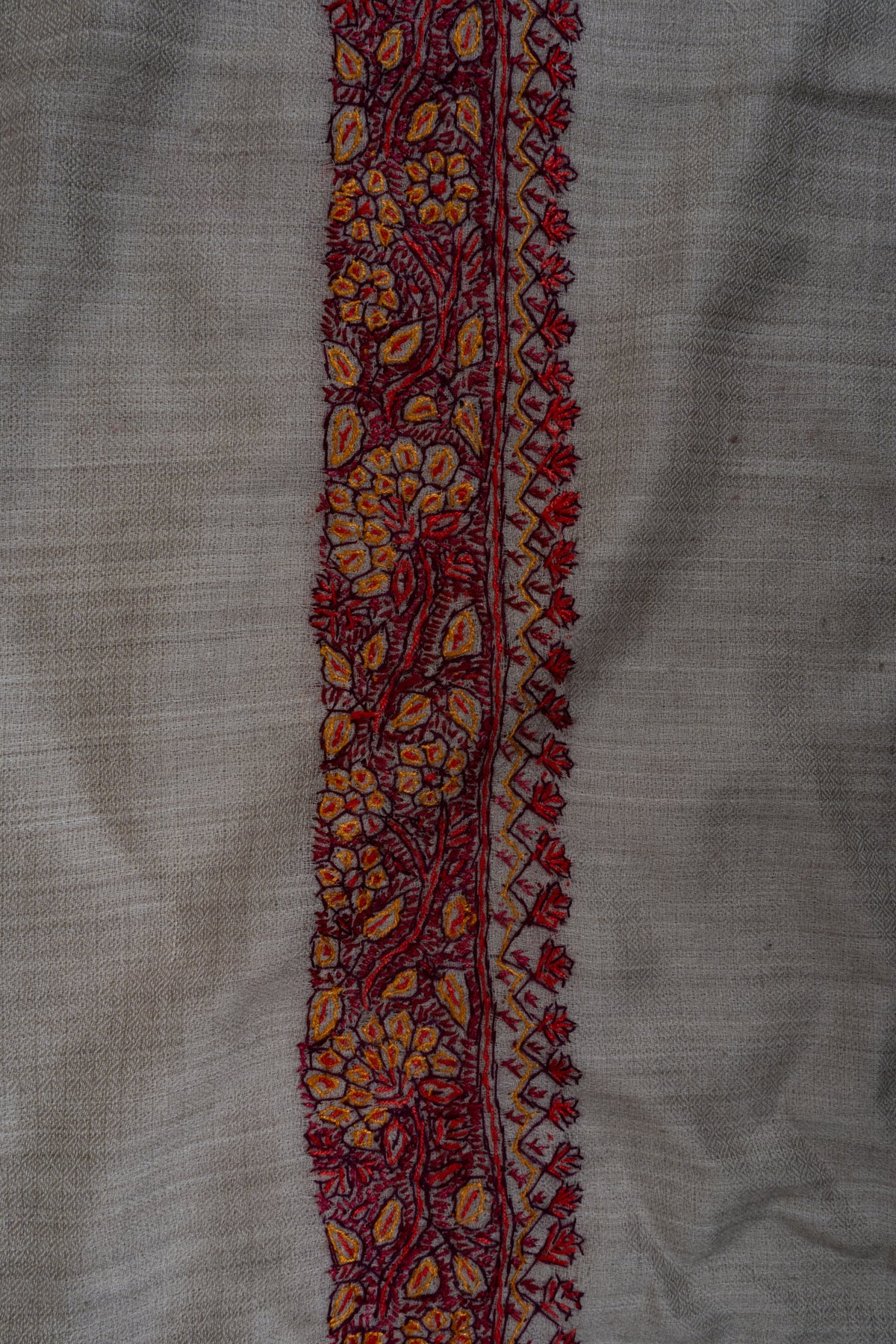 Almond Bloom Merino wool 2.5 Yards Sozni Hand Embroidered Shawl