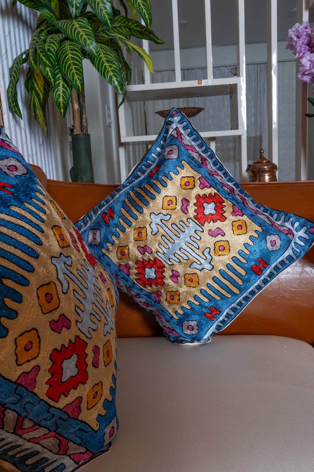 Set of 5 – 16” Hand-Embroidered Cushion Covers