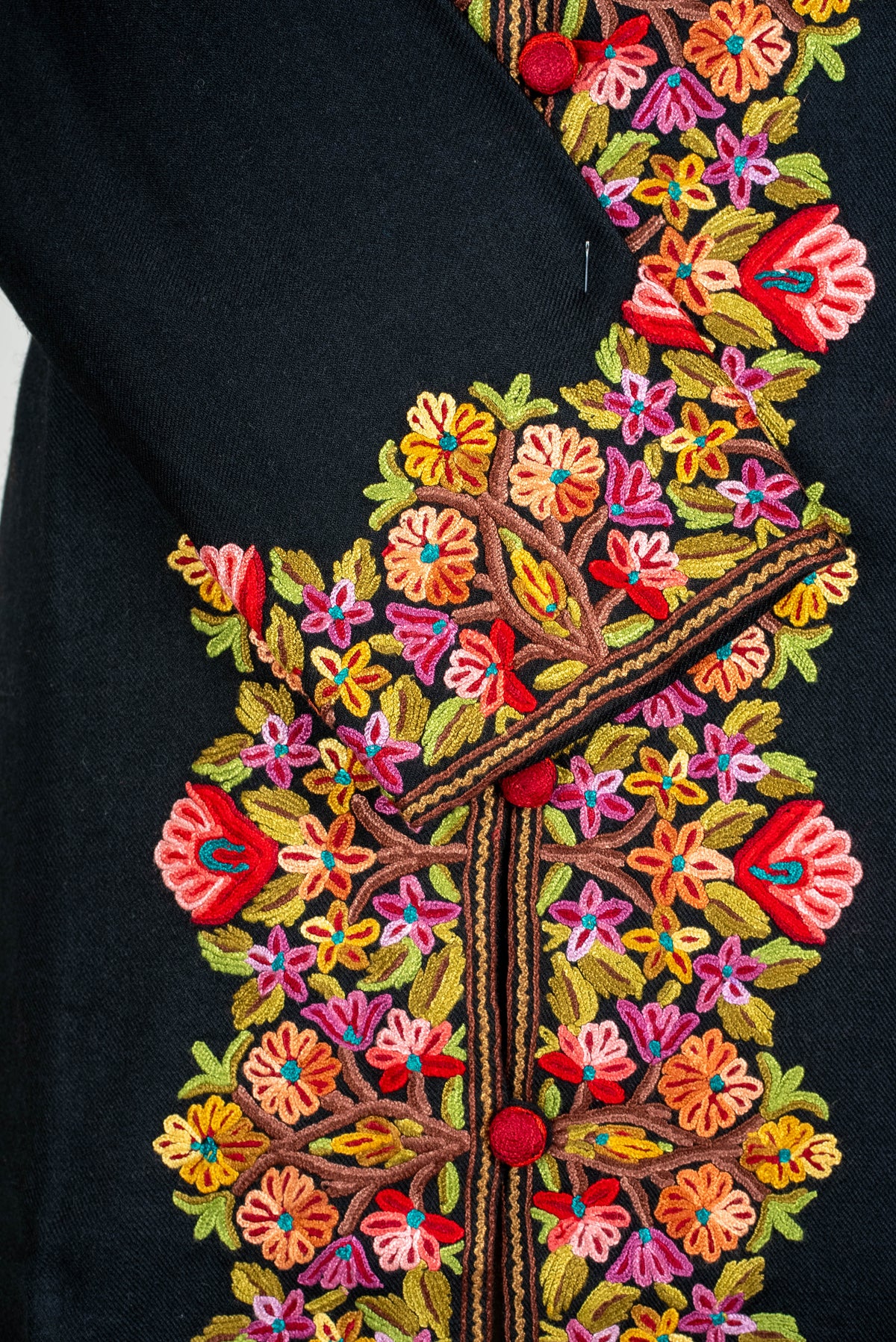 Floral Border Aari Hand Embroidered Long Jacket