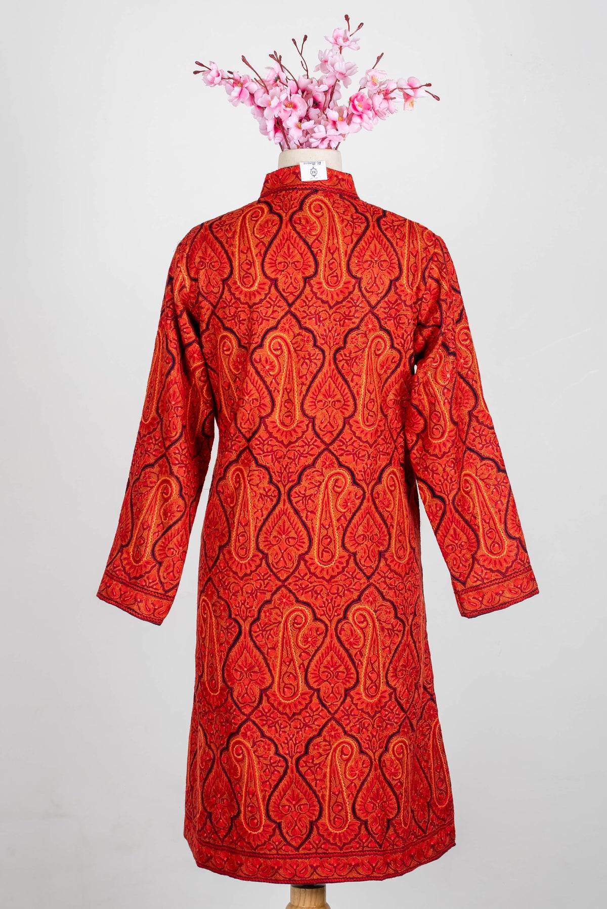 Ember Glow Aari Hand Embroidered Long Jacket
