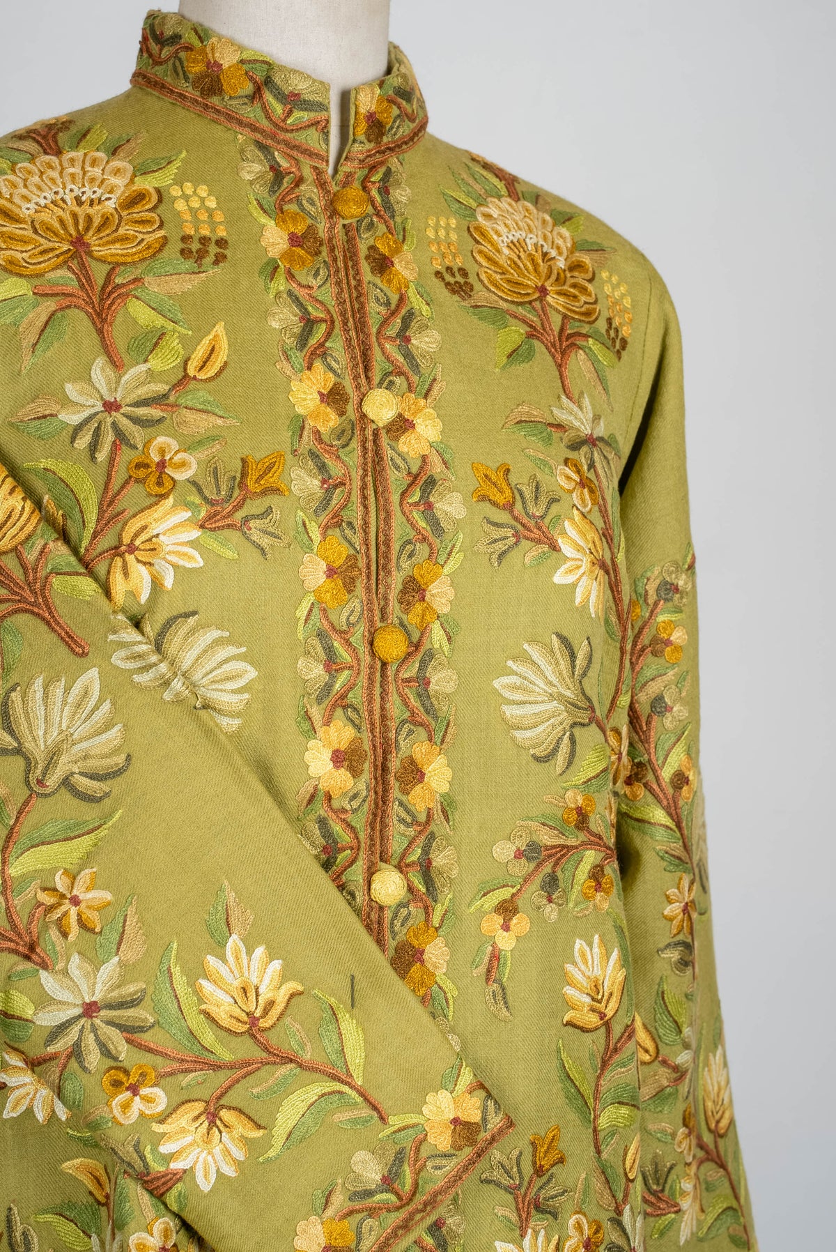 Sage Bloom Aari Hand Embroidered Short Jacket