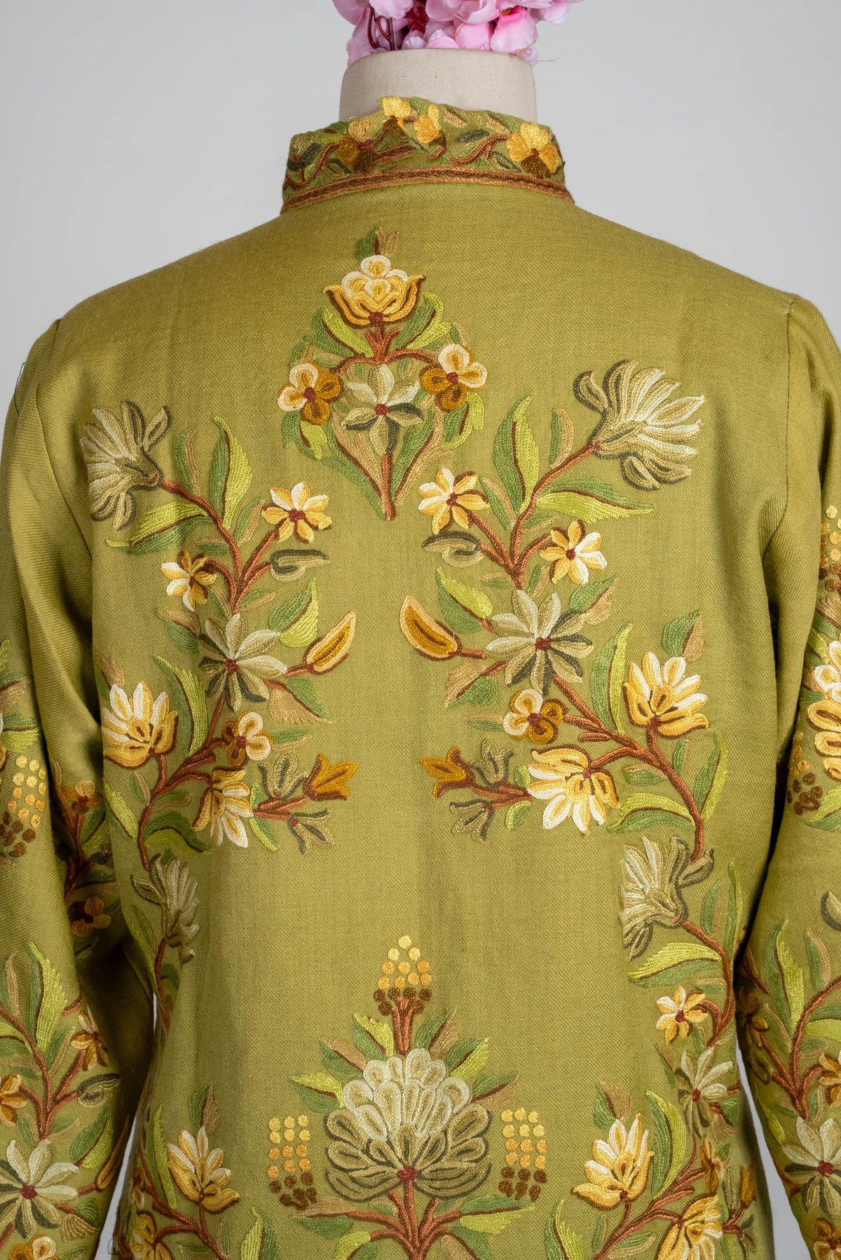 Sage Bloom Aari Hand Embroidered Short Jacket