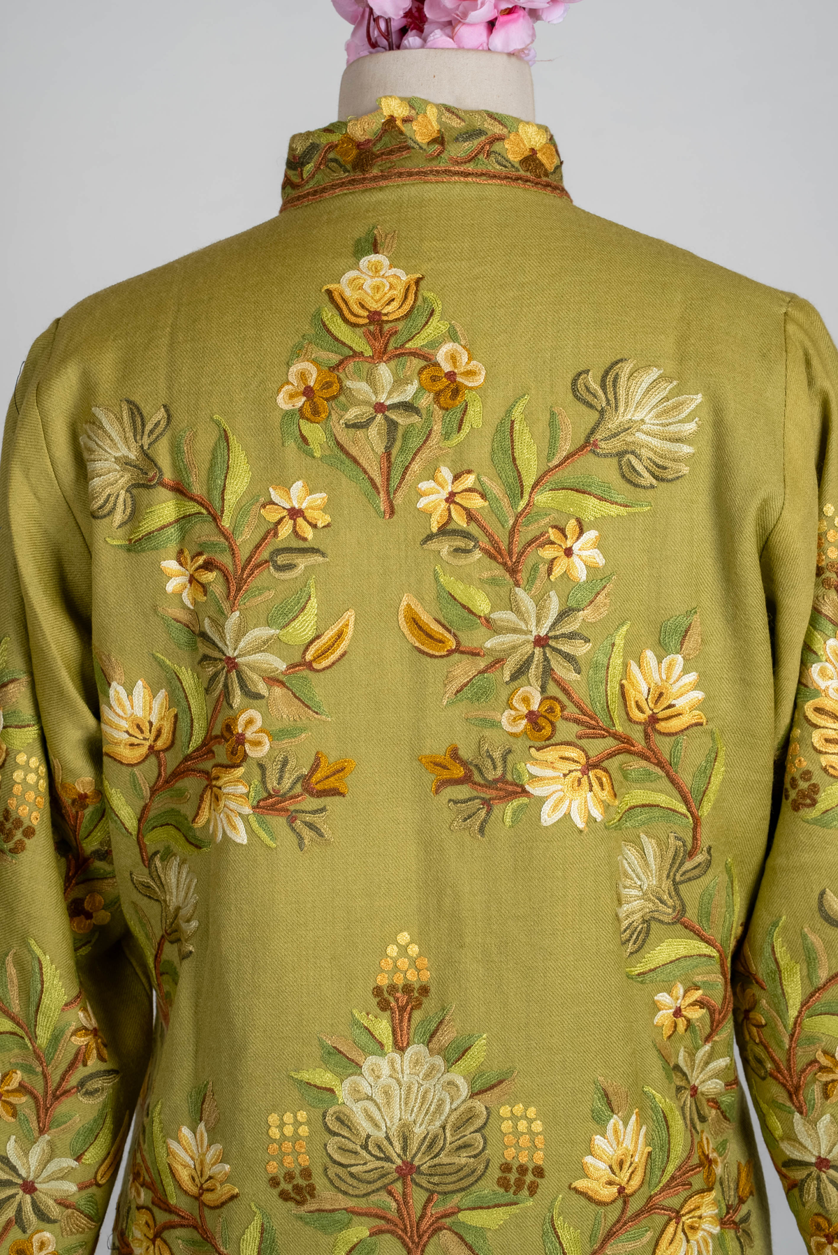 Sage Bloom Aari Hand Embroidered Short Jacket