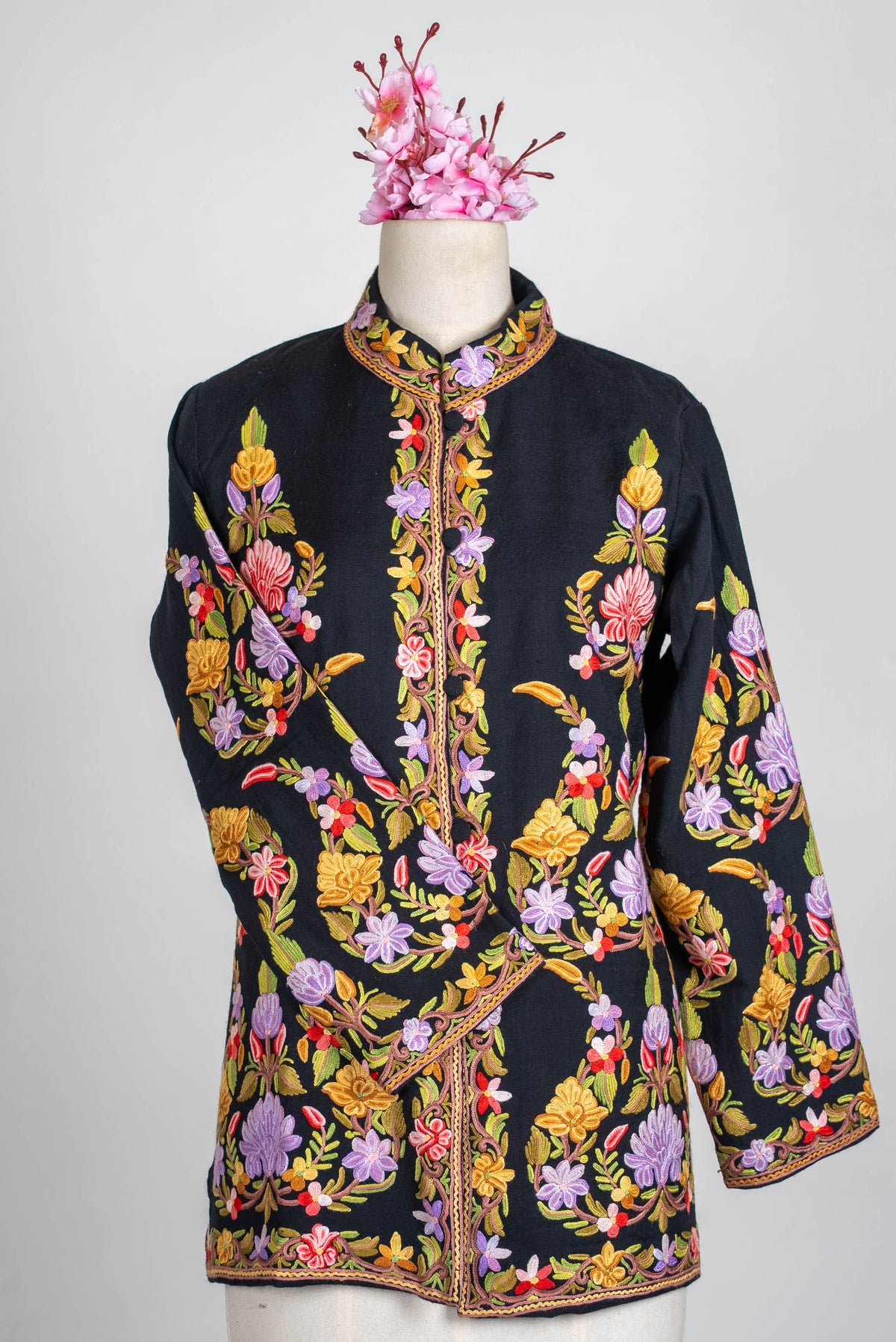 Lavender Garden Aari Hand Embroidered Short Jacket