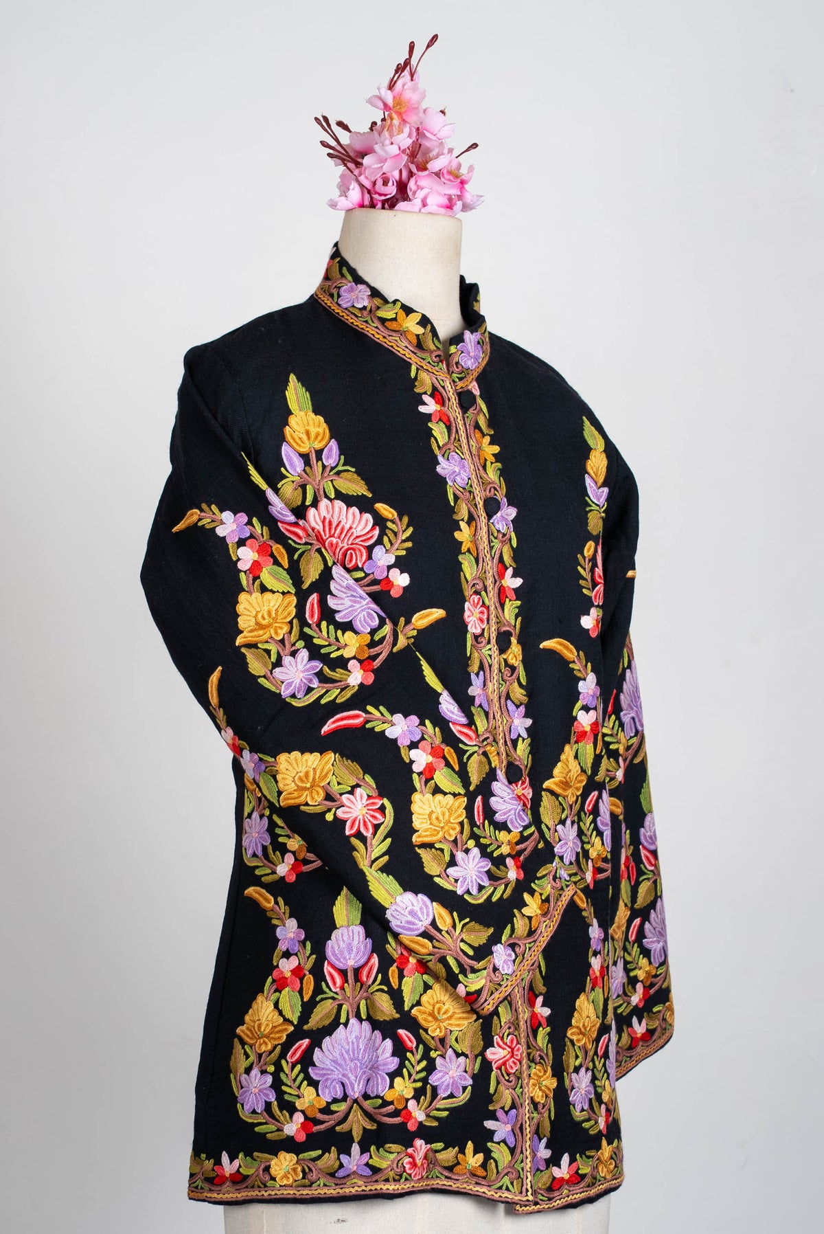 Lavender Garden Aari Hand Embroidered Short Jacket