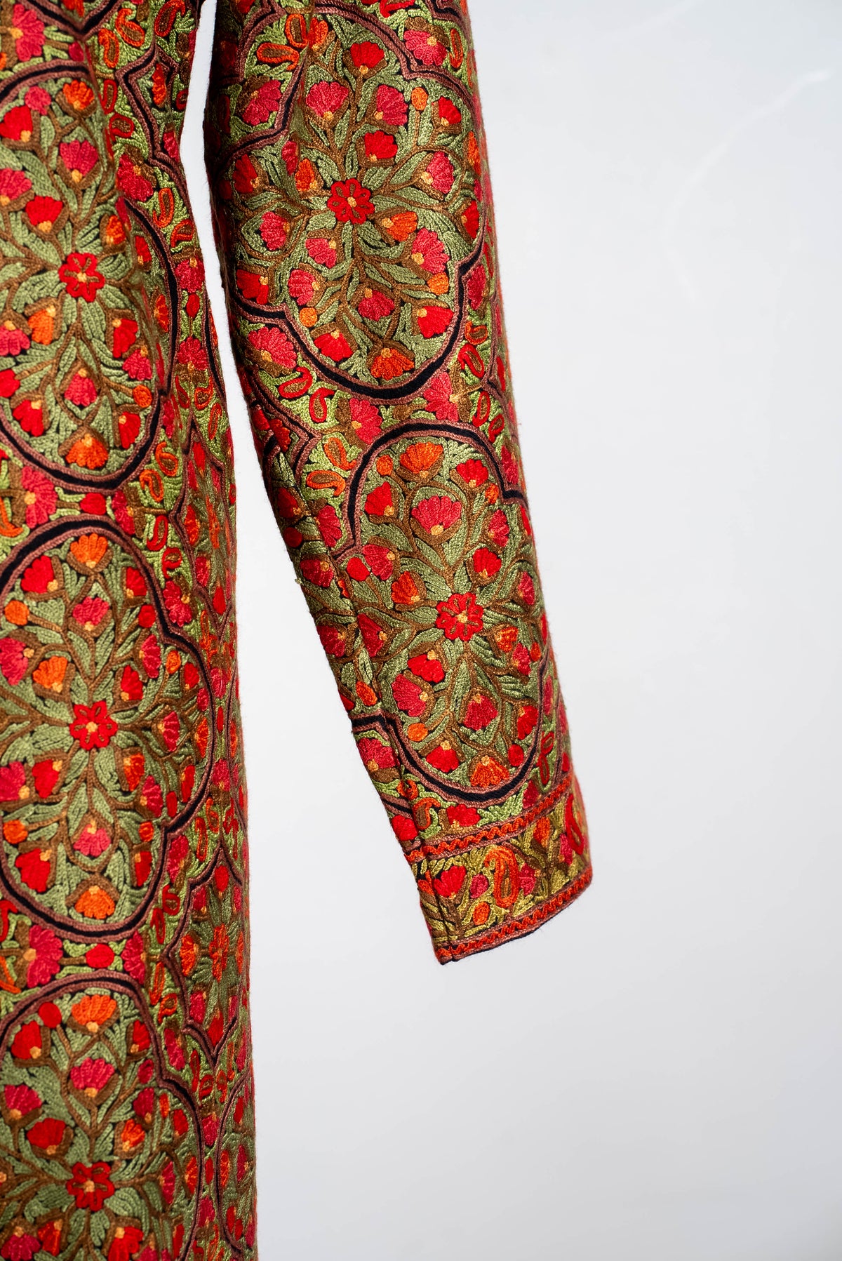 Rust Medallion Aari Hand Embroidered Long Jacket