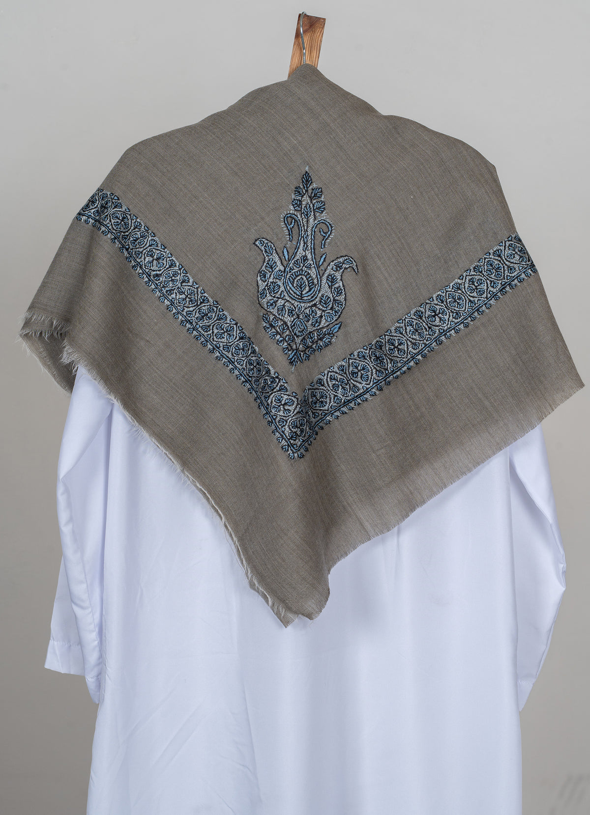 Ash Grey Rumal — Sozni Hand Embroidered
