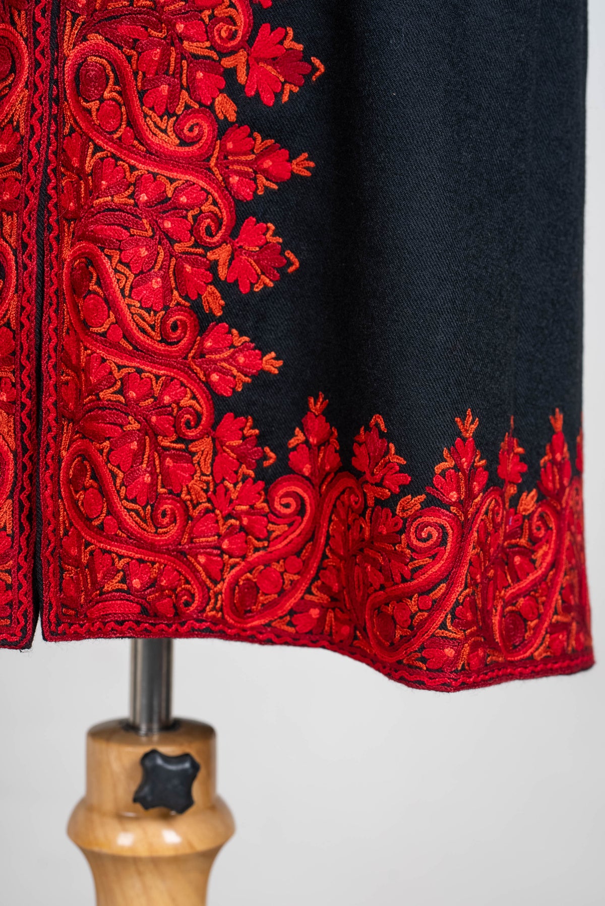 Noir Crimson Aari Hand Embroidered Long Jacket