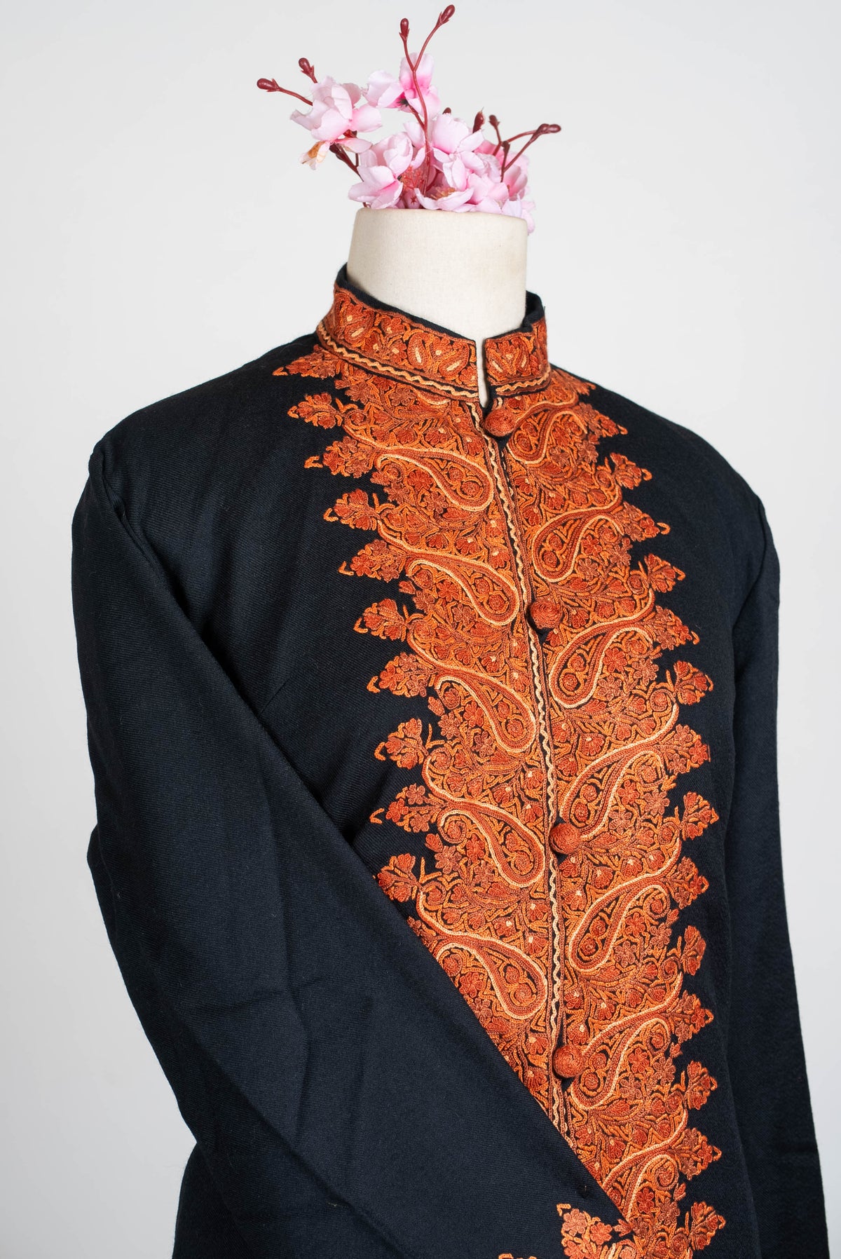Burnished Ember Aari Hand Embroidered Long Jacket