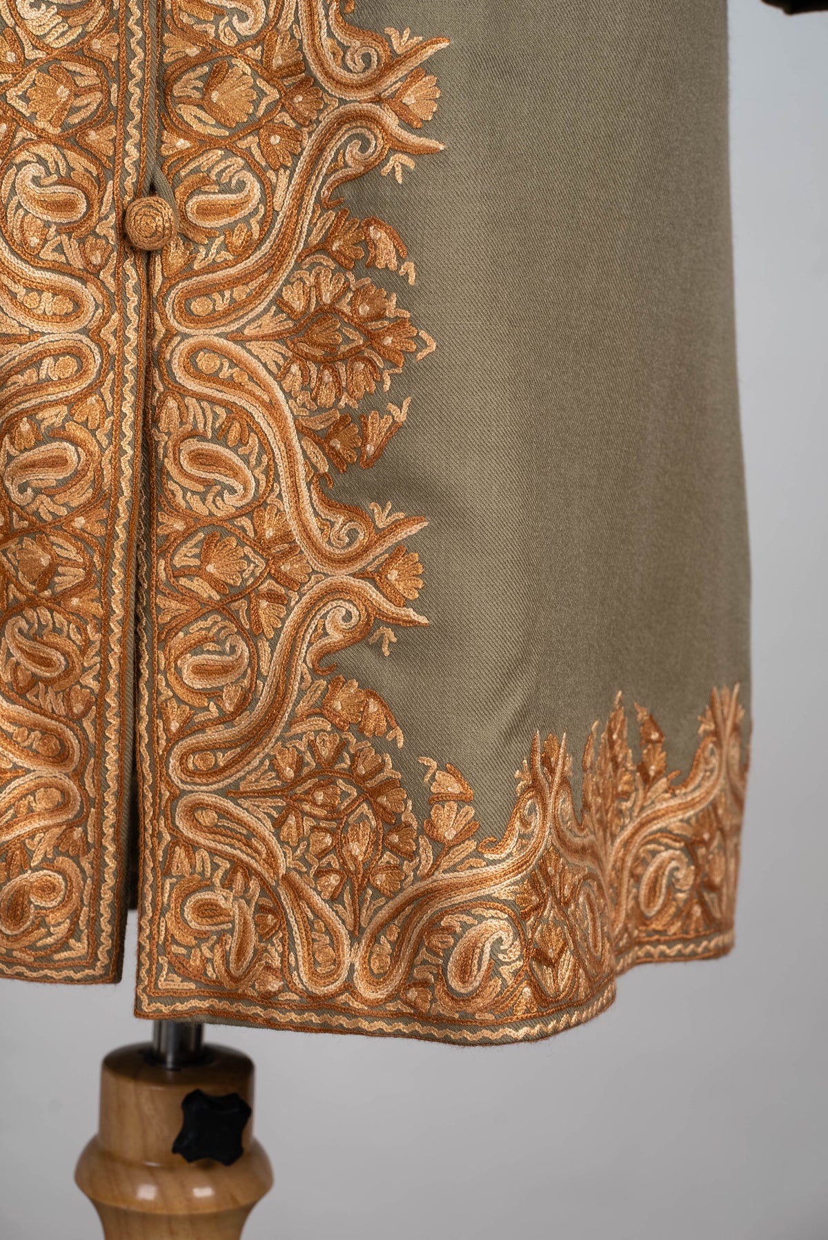Sandstone Glow Aari Hand Embroidered Long Jacket