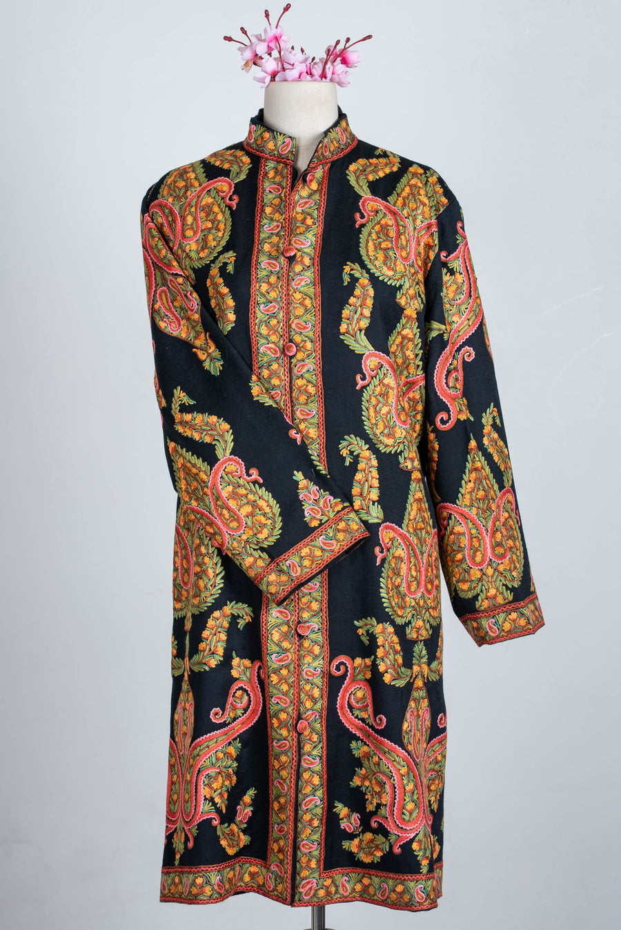 Heritage Paisley Aari Hand Embroidered Long Jacket