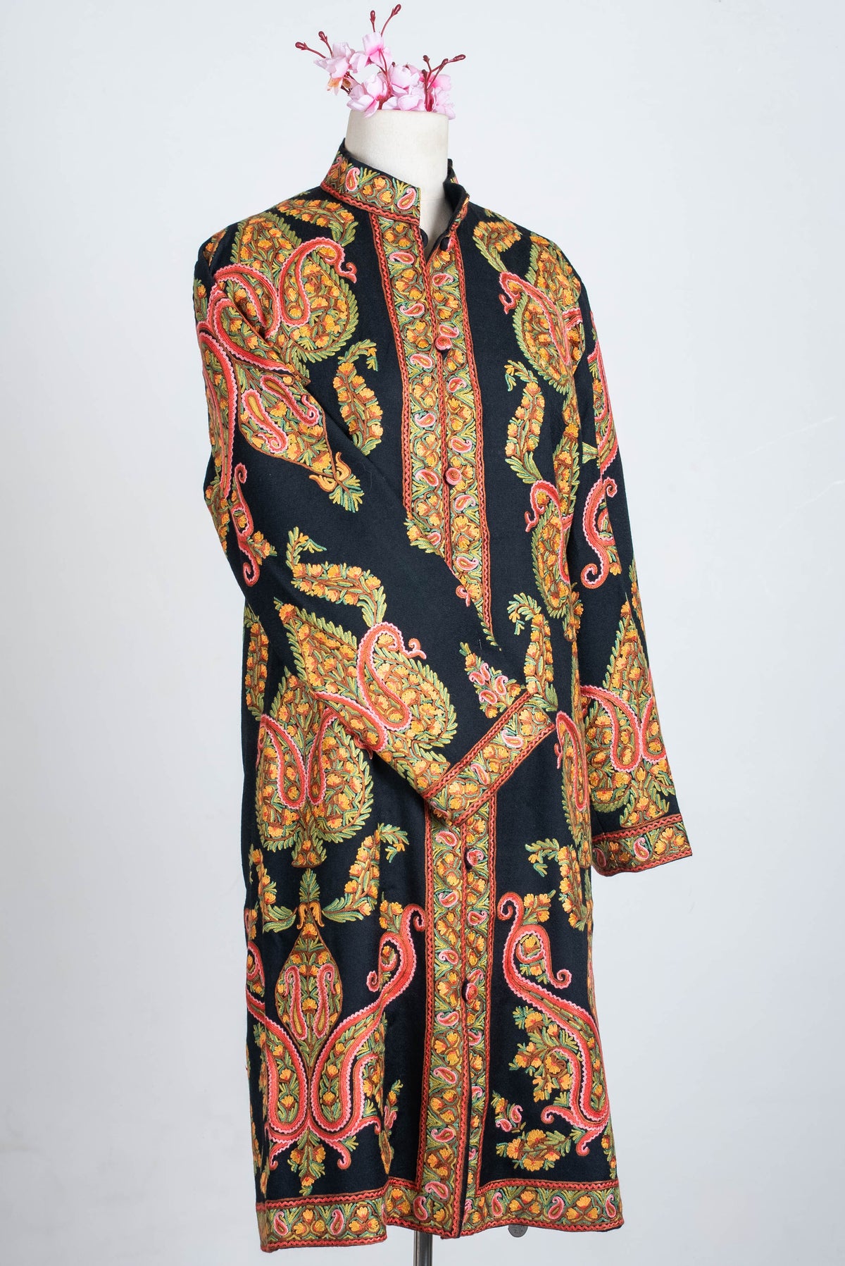 Heritage Paisley Aari Hand Embroidered Long Jacket