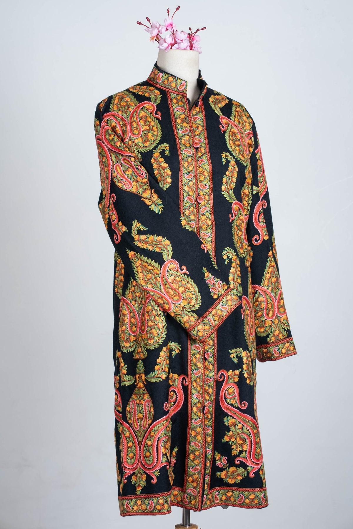 Heritage Paisley Aari Hand Embroidered Long Jacket