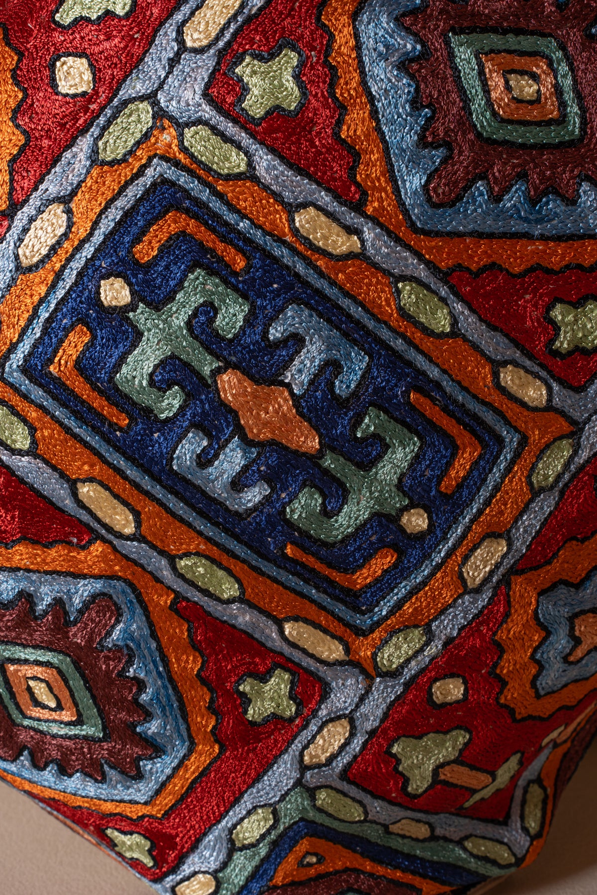 Set of 3 & 5 – 16” Hand-Embroidered Cushion Covers