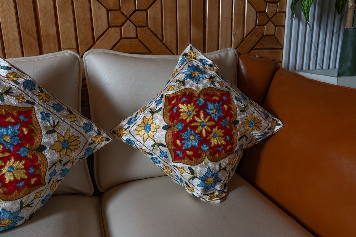 Set of 3 – 16” Hand-Embroidered Cushion Covers