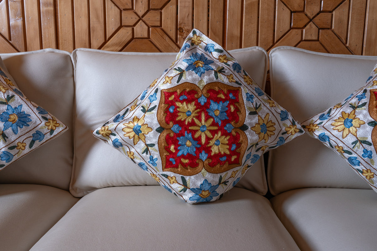 Set of 3 – 16” Hand-Embroidered Cushion Covers