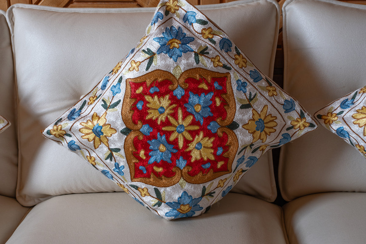 Set of 3 – 16” Hand-Embroidered Cushion Covers