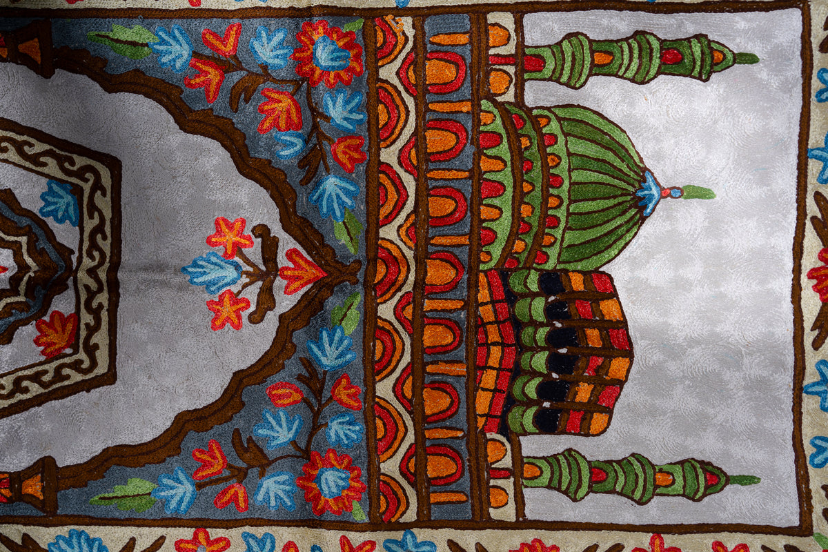 Masjid-e-Bahaar Chain Stitch Hand-Embroidered Jainimaz (Prayer Mat)