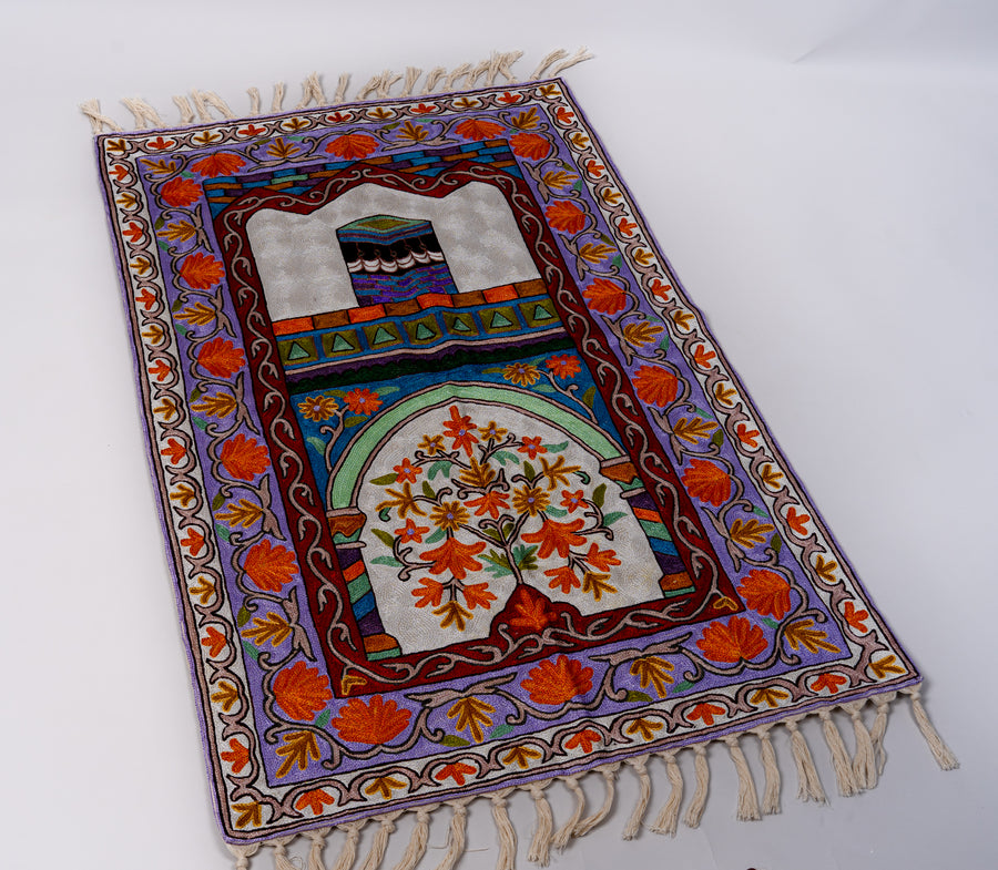 Rang-e-Dua Hand-Embroidered Jainimaz Chain Stitch (Prayer Mat)