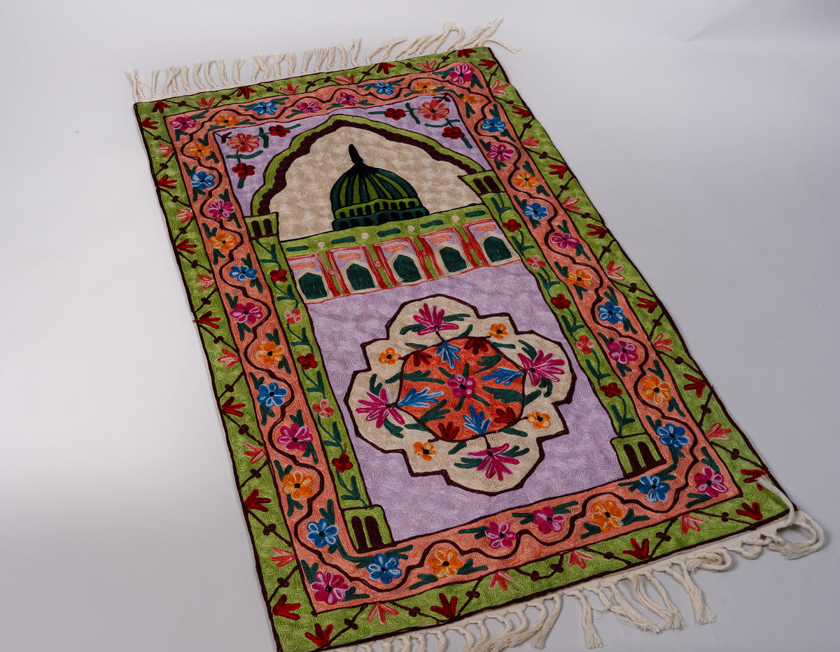 Jamal-e-Bahar Chain Stitch Hand-Embroidered Jainimaz (Prayer Mat)