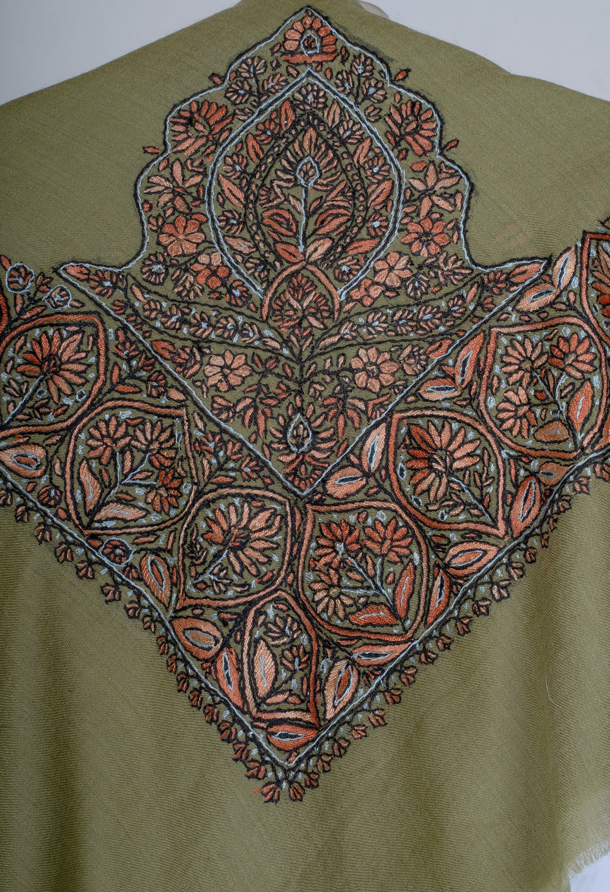 Olive Ember Rumal — Sozni Hand Embroidered