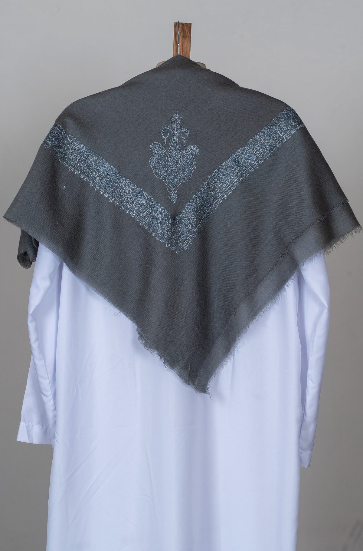 Slate Frost Rumal — Sozni Hand Embroidered