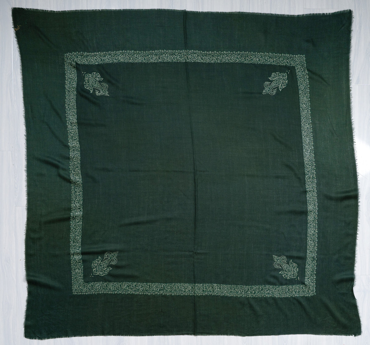 Emerald Whisper Rumal — Sozni Hand Embroidered