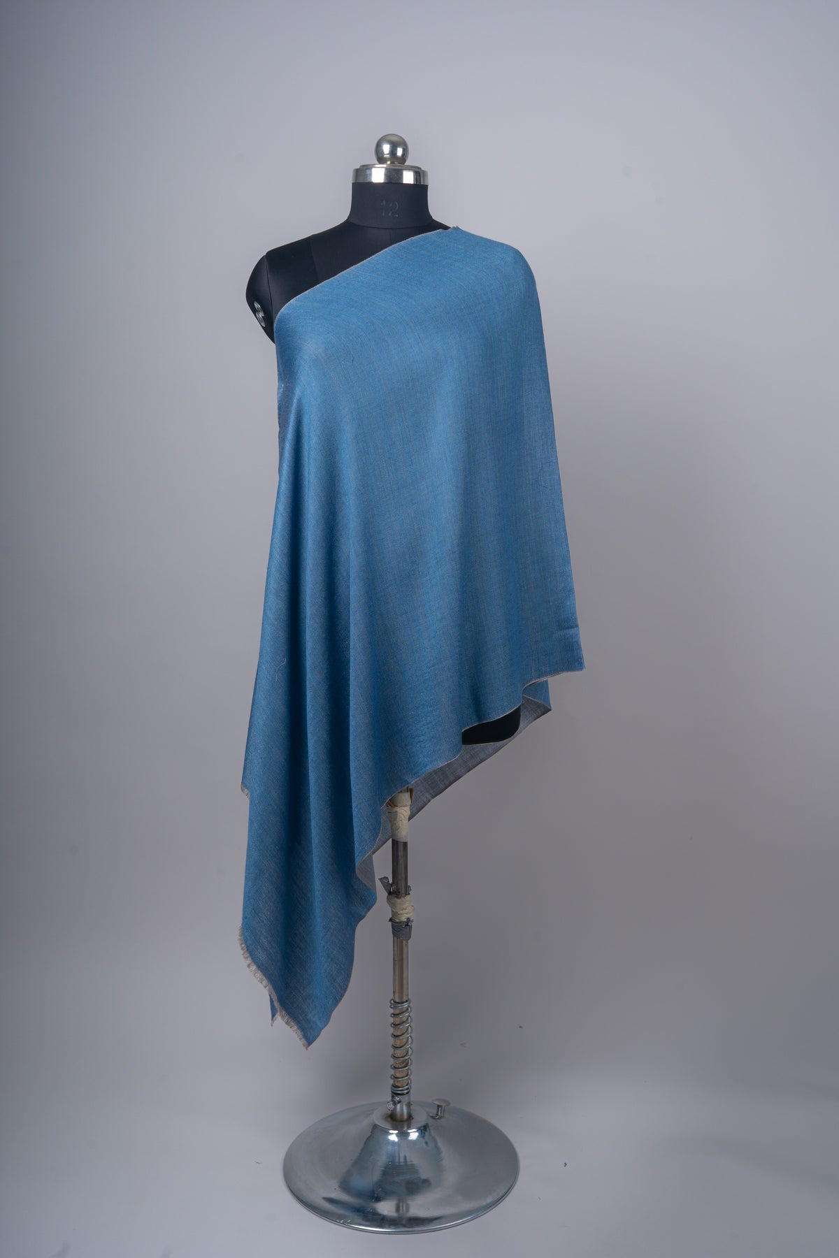 Neela-Sheher | Reversible Merino Wool Stole in Azure & Steel
