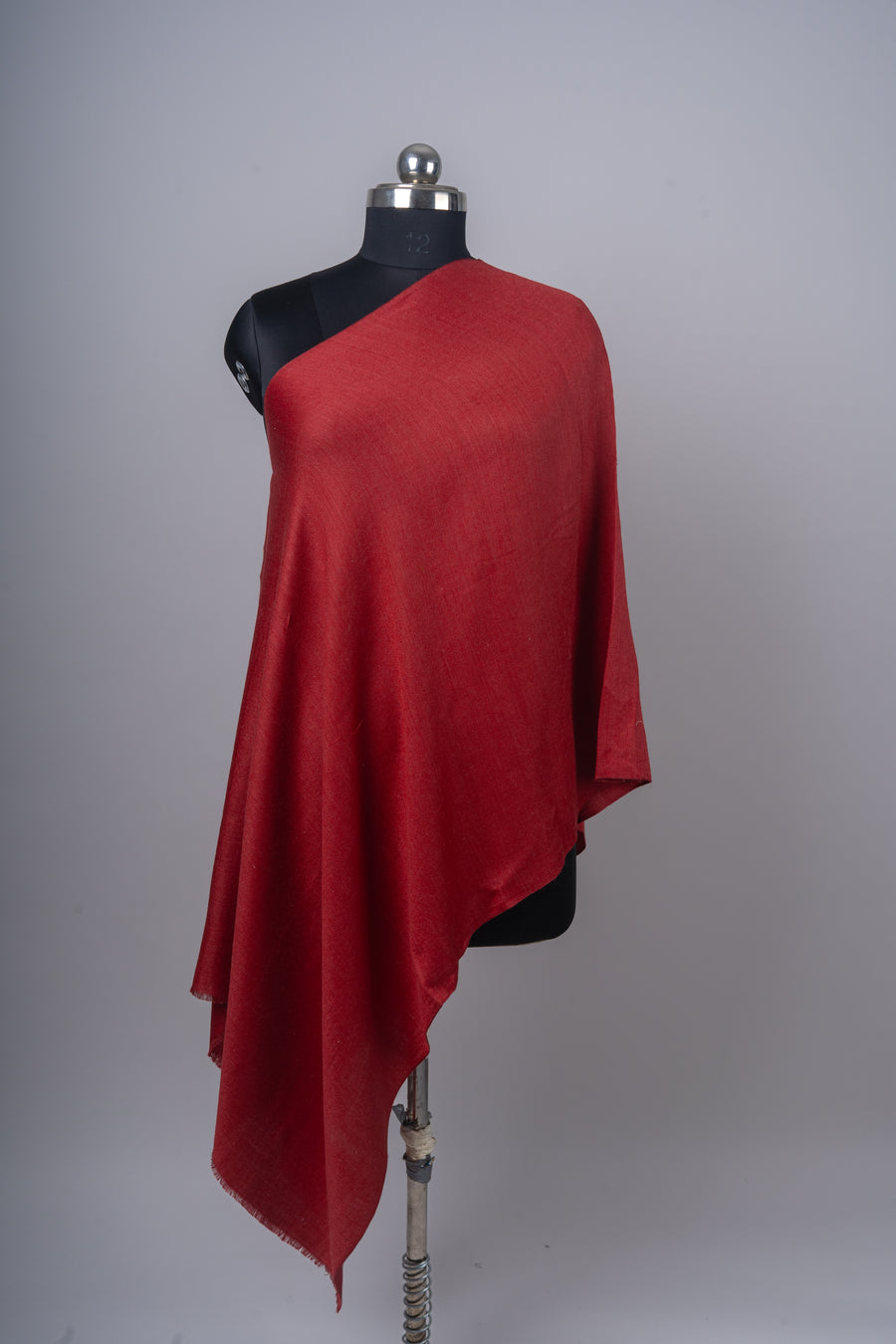 Surkh Nazuk: Plain Merino Wool Stole in Crimson Flame