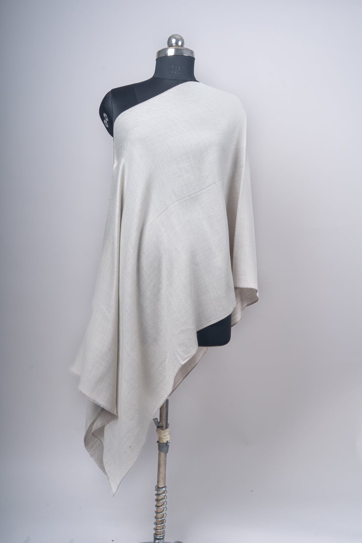 Reversible Merino Wool Stole – Subah-O-Shaam in Ivory & Taupe
