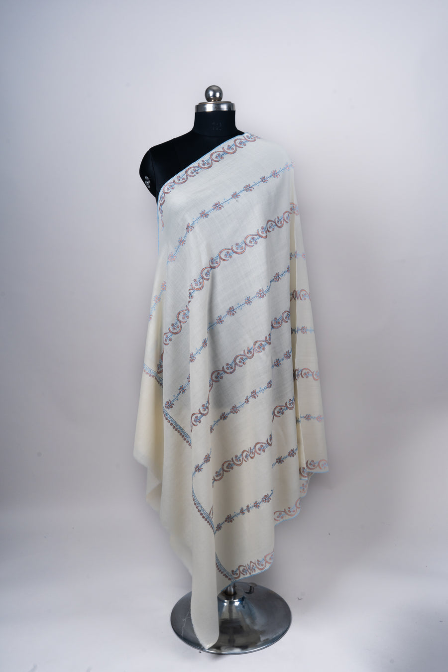 Noor-e-Khaas: Hand-Embroidered Sozni Shawl in Pure Merino Wool