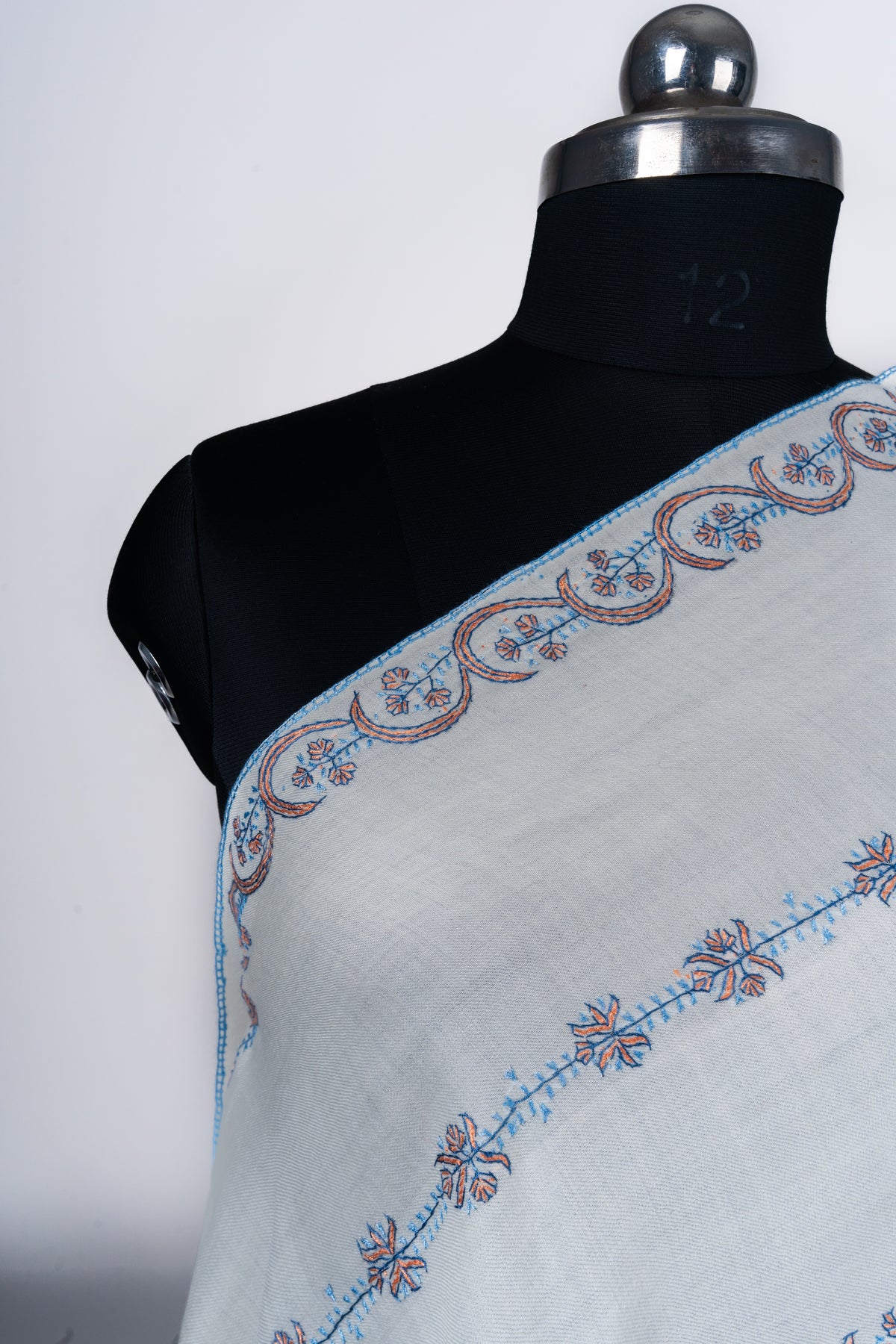 Noor-e-Khaas: Hand-Embroidered Sozni Shawl in Pure Merino Wool
