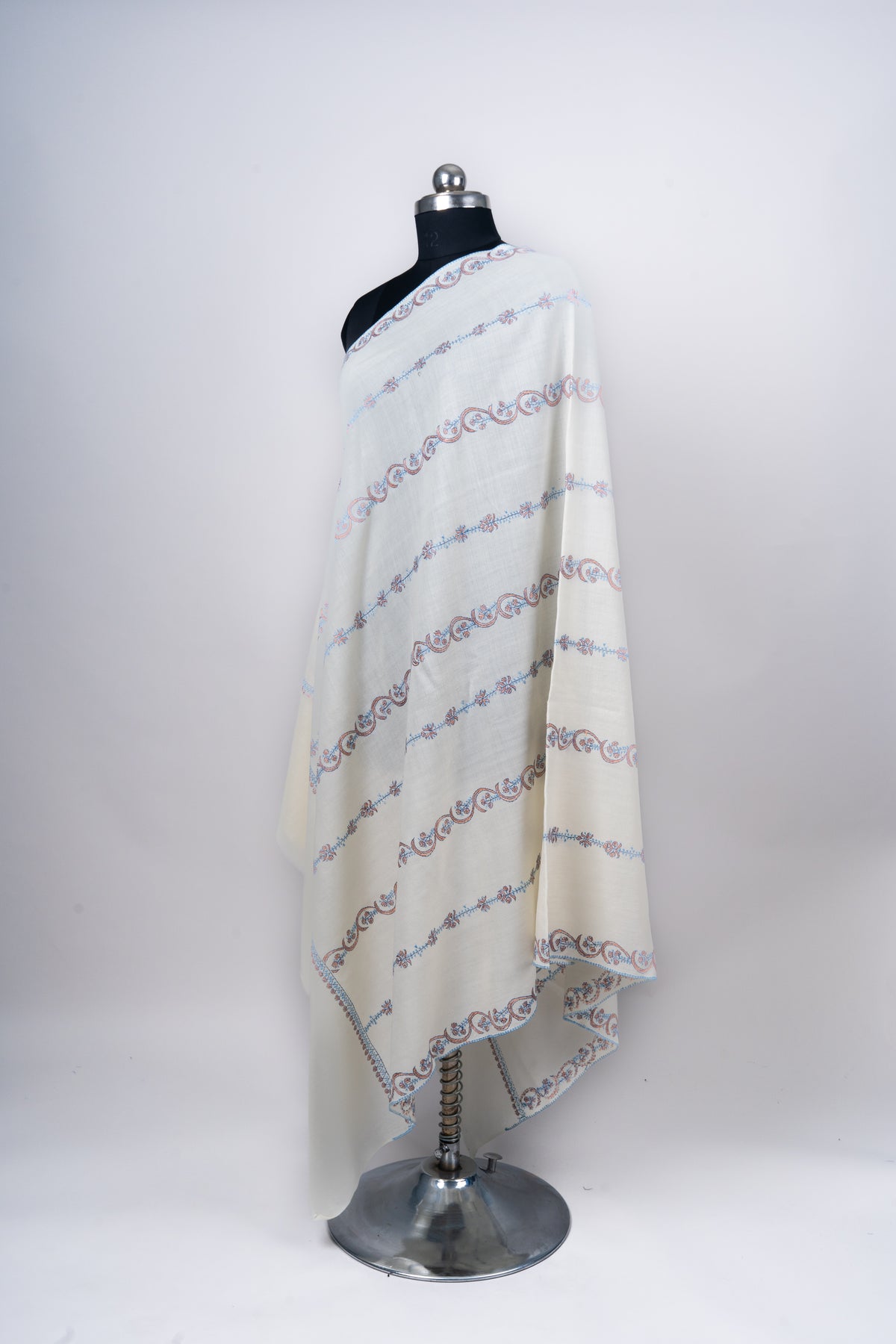 Noor-e-Khaas: Hand-Embroidered Sozni Shawl in Pure Merino Wool