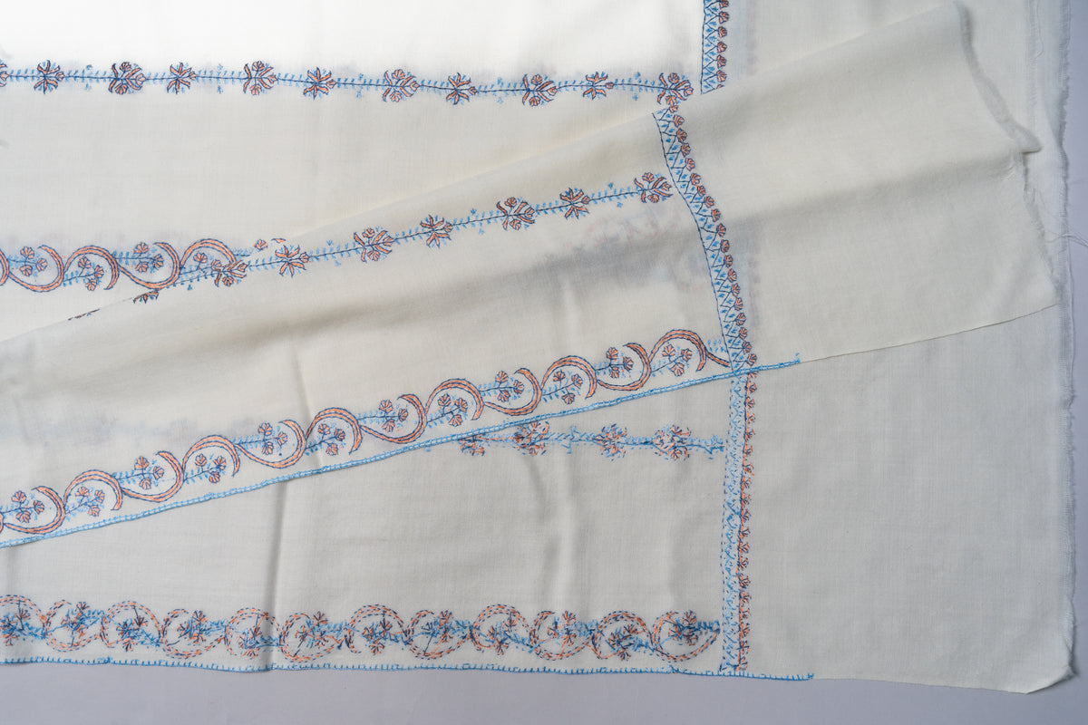 Noor-e-Khaas: Hand-Embroidered Sozni Shawl in Pure Merino Wool