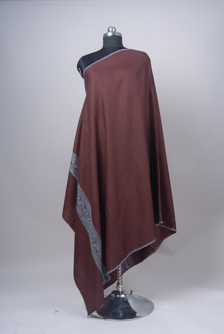Mehka Saawan: Sozni Hand-Embroidered Merino Wool Shawl