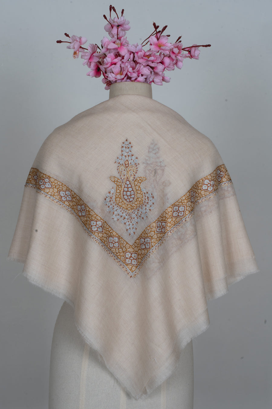 Amber Veil Cashmere Rumal — Sozni Hand Embroidered