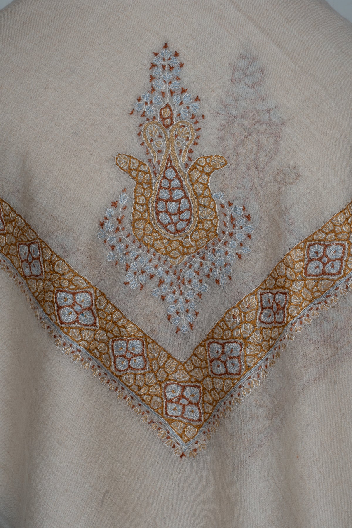 Amber Veil Cashmere Rumal — Sozni Hand Embroidered