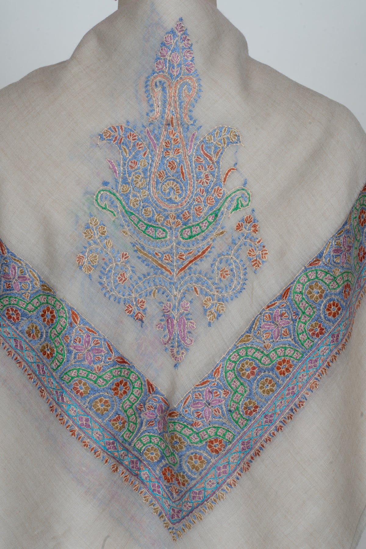 Pastel Reverie Cashmere Rumal — Sozni Hand Embroidered