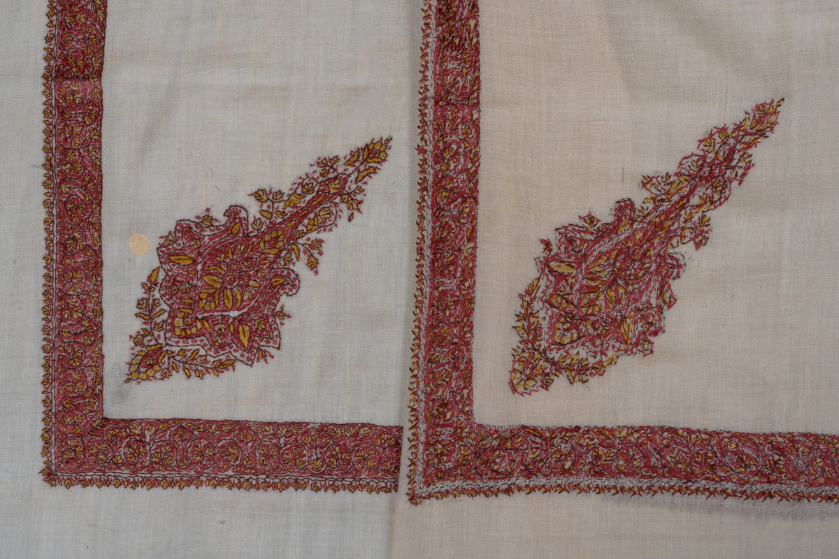 Crimson Heirloom Cashmere Rumal — Sozni Hand Embroidered