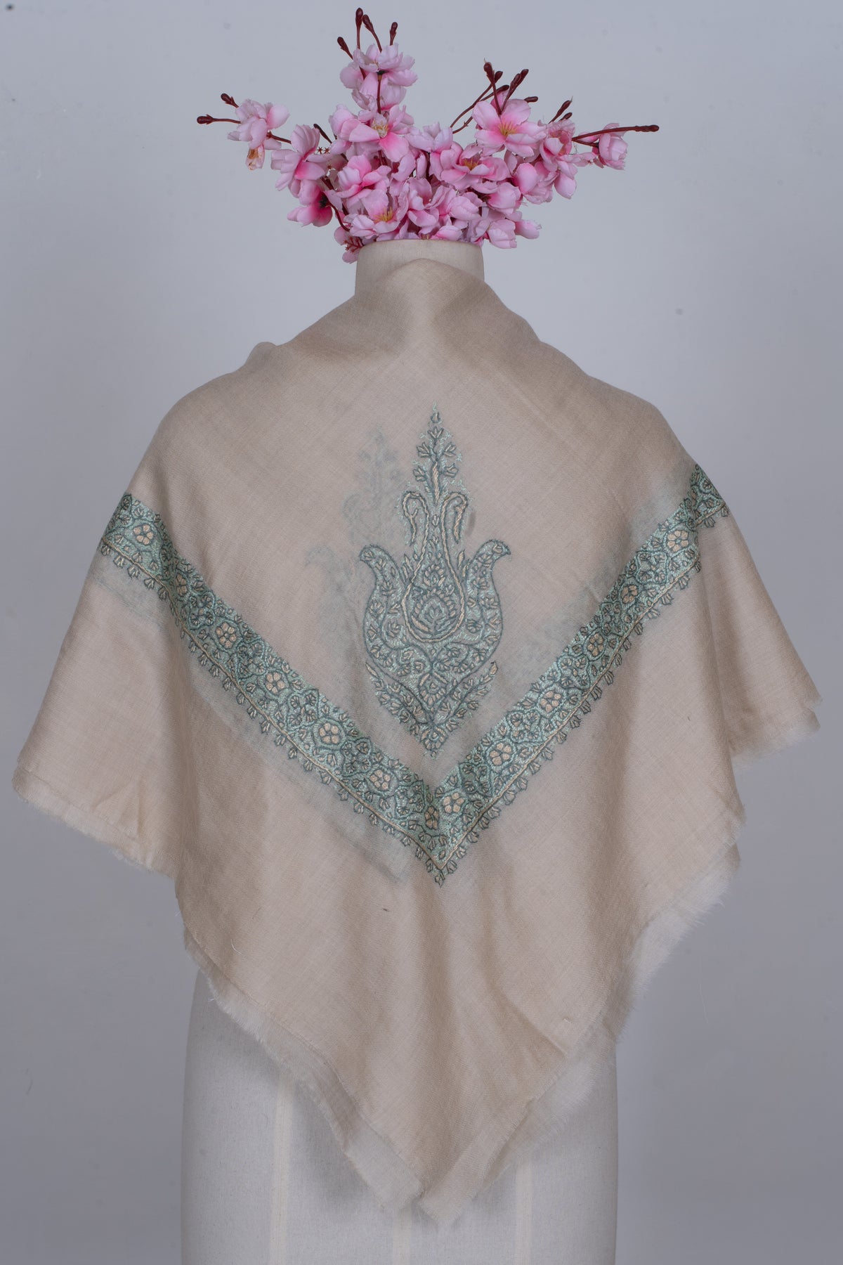 Mint Whisper Cashmere Rumal — Sozni Hand Embroidered