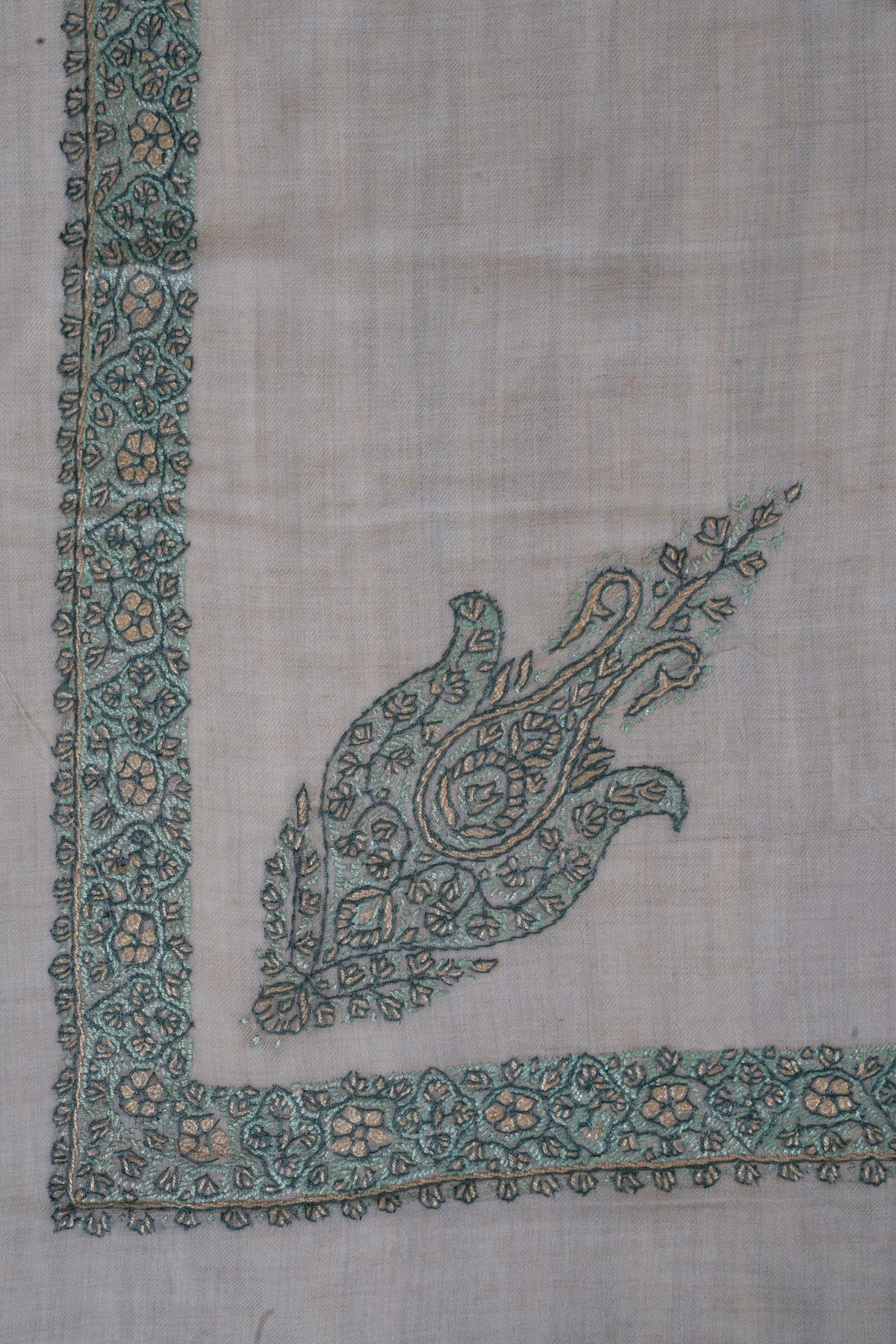 Mint Whisper Cashmere Rumal — Sozni Hand Embroidered