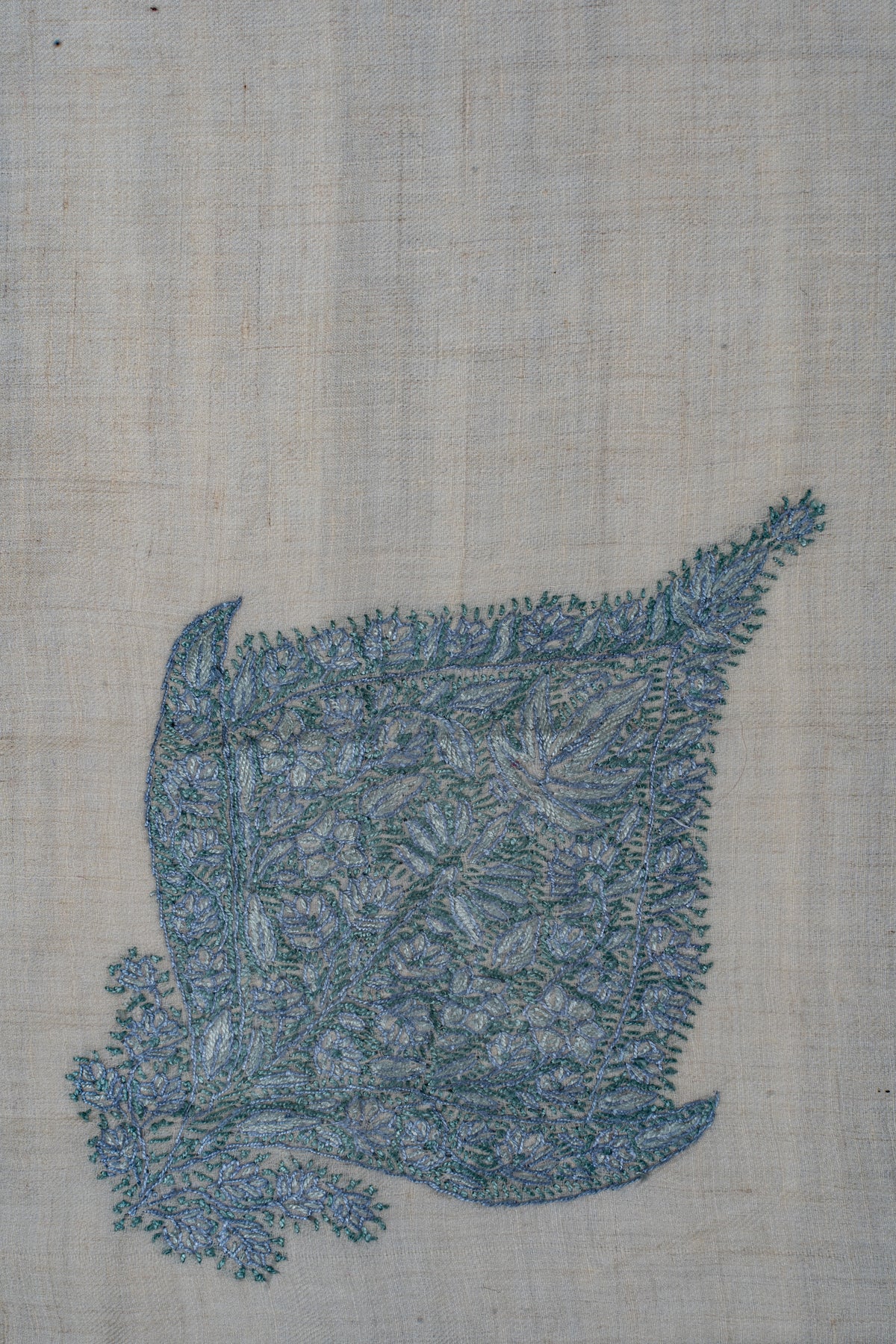 Frosted Azure Cashmere Rumal — Sozni Hand Embroidered
