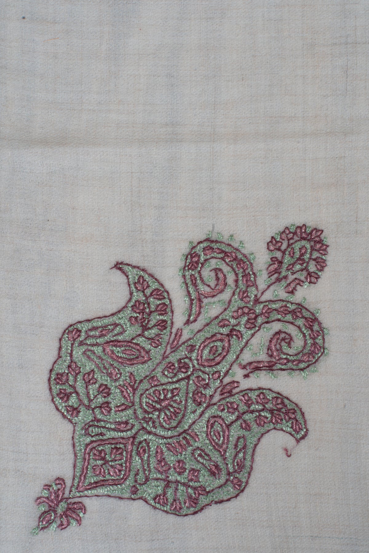 Rose Sage Cashmere Rumal — Sozni Hand Embroidered